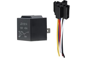 AUKENIEN Relais 12V 5 Broches Voiture SPDT JD1914 Relay 40A Relais Auto avec Faisceau de Câble Coloré pour Moto Camion Bateau Paquet de 1