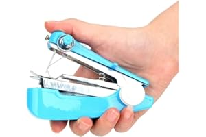 DWANG Blue Handheld Sewing Machine, Portable Mini Manual Sewing Machines Handy Needlework Tool Mini Sewer Machine Hand Stitcher Sewing Machine Embroidery Machines