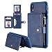 Produktbild Aearl iPhone XR Hülle,iPhone XR Leder Brieftasche mit Karte Halter,Apple iPhone XR Flip Folio Cover und Standfunktion Magnetverschluss Stoßfest Handyhülle,Blaue Farbe