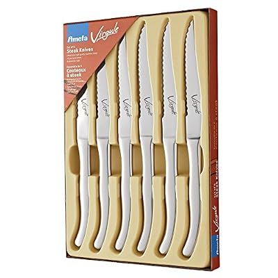 RICHARDSON SHEFFIELD Coffret de 6 Couteaux à Steak Miroir Virgule, Argenté
