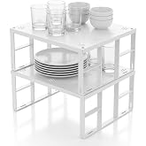 Deconox B&uuml;y&uuml;k Boy Metal Dolap İ&ccedil;i D&uuml;zenleyici Raf - Mutfak ve Banyo Ekstra Geniş Organizer, Beyaz, 31.5x27.5 cm, 3 Adet