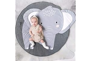 ‎QUETA Queta Krabbeldecke Kuscheldecke aus Baumwolle Weiche Schlafteppich Cartoon Baby Spielmatte Spieldecke 90cm (Elefant)