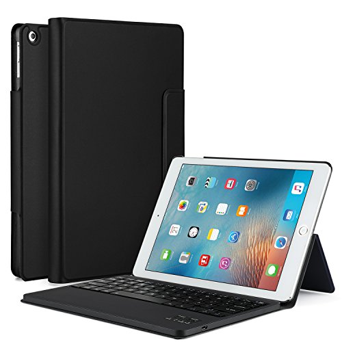 ELTD iPad 9.7 2017 Tastatur, Detachable Bluetooth Tastatur (QWERTZ Tastatur) mit Standfunction Für APPLE iPad 9.7 2017, Schwarz