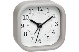 TFA Dostmann analog väckarklocka, 60,1035.10, perfekt reseväckarklocka, 5 x 5 cm, liten och kompakt, pastellgrå, (L) 52 x (B)