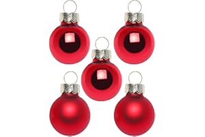 INGE-GLAS Inge Glas Magic Mini-Weihnachtskugeln 2cm 25 Stück | kleine Christbaumkugeln in Karton-Box (Merry Red | rot Glanz matt)
