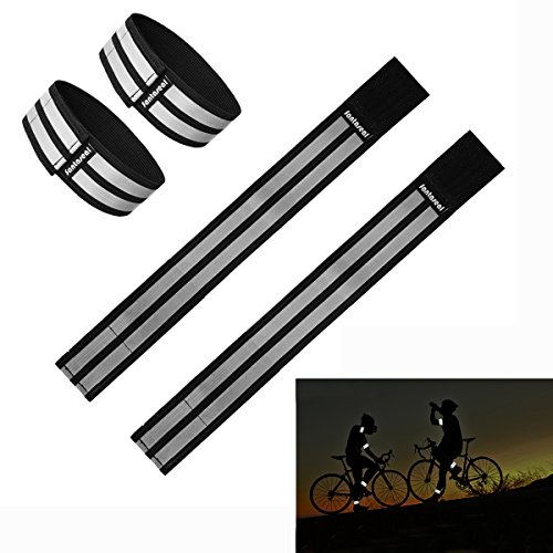 Fantaseal® Sport Reflektoren Band Kit Radsport Reflektoren Running Reflektor Outdoor Reflektoren Fahrrad Reflektoren Armband Reflektierend Handgelenk Reflexband Laufen Reflektoren Armband Hochsichtbar Reflektor Band Nachtsport Gear Bodyreflektor Reflektierenden Klettbänder Leuchtband Reflex Manschette Reflective Cuffs Band Reflektorbänder für Skifahren Fahrradfahren Motorradfahren Reiten Joggen Klettern Wandern Trekking Abenteuer, Reflektierendes Band (Schwarz, 4Pcs, 31+37CM)