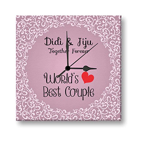 Yaya Cafe TYYC Bhaidooj Diwali Gifts For Sister - Worlds Best Couple Didi Jiju Canvas Wall Clock - 10X10 Inches