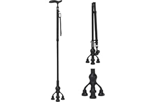 Careboda Bastone pieghevole con altezza regolabile e manico a T, bastone stabile in posa per anziani e adulti, aiuto per la mobilità e l'uso quotidiano