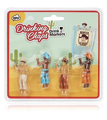 NPW-USA Drinking Buddies Cowboy Chaps Cocktail/Wine Drink Markers (Set of 4)