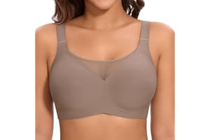 Jiuday BH Damen ohne Bügel Große Brüste Starker Halt Push Up BH ohne Buegel Seamless Bequem Klassische Soft Nahtloser Bügelloser T Shirt Bra Gepolstert Mesh Bralette