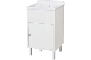 Negrari 5003PKCAM Mini lavatoio in Resina PVC da Esterno/Interno, con Mobile portaoggetti L 42x P 34x H 80 cm, Bianco, Small