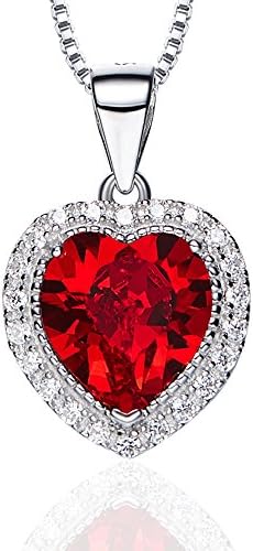 Birthstone Necklace, SILYHEART Love Heart Pendant Necklace Made With Swarovski Crystals, Fashion Birthstone Jewelry for Women