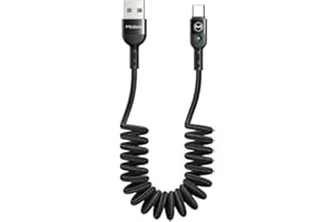 mcdodo Cavo USB C a USB a 2.0, QC4.0 cavo per caricabatterie da auto, spirale espandibile a 1,8 m nero