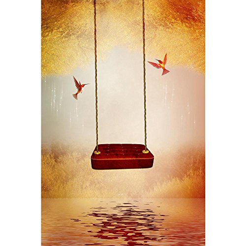 ArtzFolio Red Hammock & Hummingbird | Unframed Paper Wall Poster | 12 x 18 inch (30 x 46 cms)
