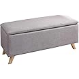 BAKAJI Cassapanca Pouf Contenitore Poggiapiedi Camera da Letto Panca Sgabello Struttura in Legno Rivestimento in Tessuto Hops