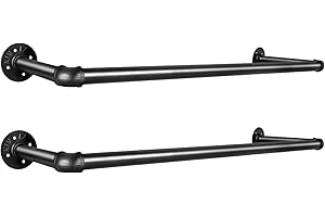 Dhouse Industrierohr Kleiderstange zur Wandmontage 2er Set 100cm Kleiderständer für Die Wand Schwarz Abnehmbare Kleiderständer Bis 40 kg belastbar für Garderobe Flur Wohnzimmer Schlafzimmer