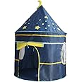 Childrens Teepee Play Tent With Floor Mat, Easy Installation Yurt Style Moon Stars Pattern Kids Castle Play Tent For Indoor And Outdoor Games Childrens tent(Starry sky)