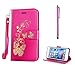 Produktbild KSHOP Tasche Hülle PU Ledertasche Rose mit Bronzing Drucken Schmetterling golden für HTC One M8 Case Cover Schale Ultra Slim Smart Ledertasche Flip Etui mit Standfunktion mit Brieftasche + Bleistift Touch Rose