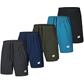 Bsrpolry 5 Pack Men's Running Shorts Quick Dry Athletic Shorts with Pockets Elastic Waist