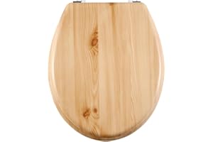 AQUALONA® Essential Value Toilet Seats Wipe Clean Moulded Wood - Stainless Steel Hinges - Wipe Clean - Easy Installation (Natural Wood)