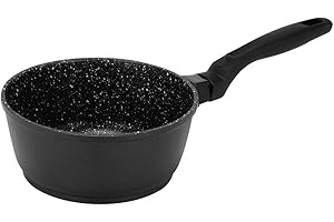 Sitram 710408, Casserole Minera diam. 18 cm en fonte d'aluminium indéformable revêtement aspect pierre - sans PFOA - tous feux dont induction - manche plastique thermorésistant avec effet soft touch