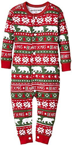 Hatley Unisex Baby Infant Union Beary Xmas Sleepsuit, Red, 12-18 Months