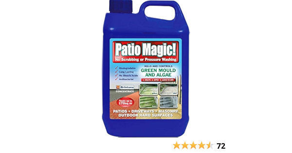 Extra Value Pack Of 4 Huge Savings On Postage Patio Magic 5 Litres Liquid Concentrate Mould Algae And Moss Killer Amazon Co Uk Garden Outdoors