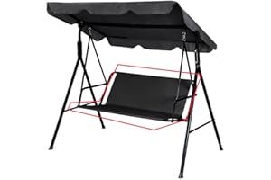WINGFLY Housse de Siège de Jardin pour Balançoire de Jardin, Housse de Chaise de Jardin Couvre-siège Swing, 2 et 3 Places (Noir, 115x48x48cm)