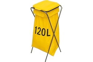 gardivo Müllsackständer 120 l, Müllsackhalter, Ständer für Müllsäcke, Abfalltrenner Müllbeutelhalter rostfrei, Klappe mit Beutelhalter, innen außen (Gelb)