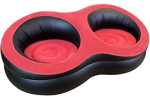 Trendi Inflatable Sofa Chair | Soft Suede Top | Ideal for Living Room, Gaming, Dorms, Camping & Outdoor Use | For Adult & Kids| Black/Red (Double Inflatable Sofa)
