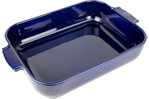 PEUGEOT - Plat Four En Céramique Rectangulaire - 40 cm x 27,2 cm x 8,3 cm - Contenance : 5,2 L - Garanti 10 Ans - Fabrication Française - Coloris Bleu profond