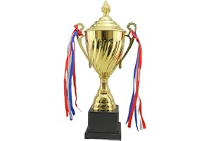 Toyvian Gold Trophy Metal Trophy Awards Cup Trophy for Sport Tournaments Competitions School Honor Game 35.5cm
