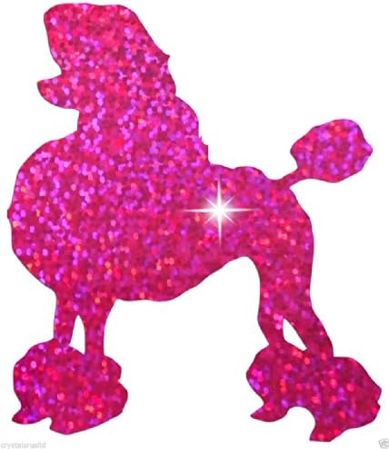 CrystalsRusPink Poodle Dog Holographic Iron-On Bling Novelty DIY Party Tshirt Transfer Applique Patch