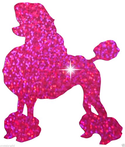 CrystalsRusPink Poodle Dog Holographic Iron-On Bling Novelty DIY Party Tshirt Transfer Applique Patch