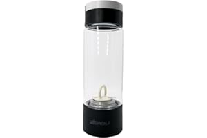 2VABU Molecular Sport Bouteille Eau Hydrogénée 1400 PPB, Ioniseur Eau Alcaline Riche en Antioxydants, Hydrogen Water Bottle, Technologie PEM et SPE, Tuyau Nasal, Verre, 400 ml