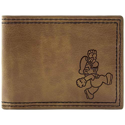 Preisvergleich Produktbild Super Mario Klassischer geprägter Charakter Braun Portemonnaie Geldbörse