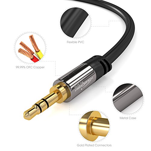 KabelDirekt Aux Kabel (1,5 m kurz, Audio Stereo Klinkenkabel, 3,5 mm Kabel, Klinkenstecker, Pro Series, geeignet fÃ¼r iPhone, iPad, Smartphone, MP3, Tablet PCs, FM Transmitter, Auto)