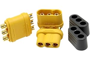VUNIVERSUM 3 paia Premium MR60 3 pin, spina dorata, presa per motore multirotore, senza brushless su regolatore ESC, connettore femmina 60 A