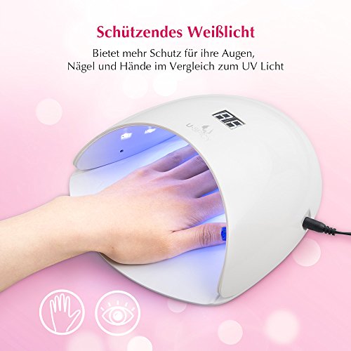 Nageltrockner Uspicy 24W Weißlicht LED für alle Gel-Polituren – UV, LED, Gel Farben, intuitive Finger Platzierung, 50.000 Stunden Nutzung, LCD-Anzeige, automatischer Sensor - 3