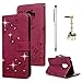 Produktbild Case für Samsung Galaxy S9 Plus Hülle Diamant Schmetterling Handyhülle Flipcase Wallet Case Cover Bookstyle Stand Kartenetui Schutzhülle PU Leder Hardcase Tasche mit Karteneinschub und Magnetverschluß im Rose Rot