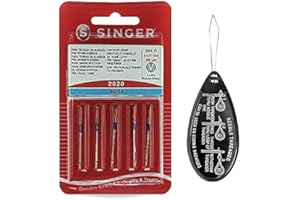 IPC SEWING PARTS Singer Universal 2020 Sewing Machine Needles, Packet of 5, Size 90/14, Includes Large Needle Threader