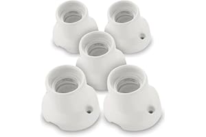 Amarcords - 5 Plafoniere in porcellana inclinata attacco e27 base applique portalampade vintage colore BIANCO OPACO