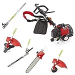 NEW TRUESHOPPING&reg; 52CC 'TOTAL GARDENERX5' PETROL LONG REACH MULTI FUNCTION 5 IN1 GARDEN TOOL INCLUDING: HEDGE TRIMMER, STRIMMER, BRUSHCUTTER, CHAINSAW PRUNER & FREE EXTENSION POLE 2-STROKE 2.2KW 3HP