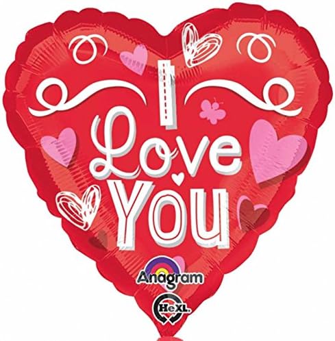 18inch Scribble Hearts I LOVE YOU Valentine's Day Party Foil Heart Shape Balloon