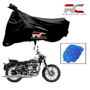 Riderscart All Season (Weather) Waterproof Bike Cover for Royal Enfield Bullet 350 Indoor Outdoor Protection Combo with Storage Bag and Microfiber Glove