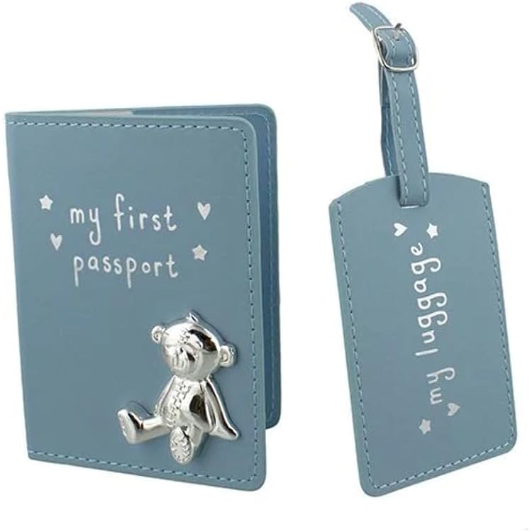 Étui Passeport + étiquette Bagage Bébé – Motif "My First", Ours En Strass, Coffret Cadeau