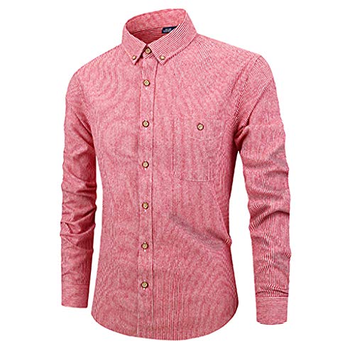 Kobay Long Sleeve T Shirt,Men Stripe Button Painting Large Size Casual Top Blouse Tee Shirt Fashion Tops