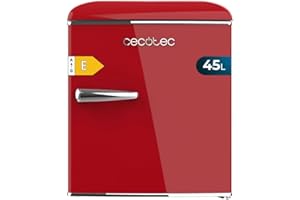 Cecotec Mini Nevera Frigorífico Retro Sobremesa 45L Bolero CoolMarket TT Origin 45 Red. 55cm de Alto y 44,7cm de Ancho, Clase Energética E, Icebox y Tirador Cromado, Rojo