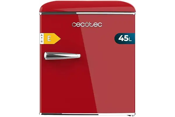 Cecotec Mini Nevera Frigorífico Retro Sobremesa 45L Bolero CoolMarket TT Origin 45 Red. 55cm de Alto y 44,7cm de Ancho, Clase Energética E, Icebox y Tirador Cromado, Rojo