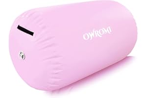 OWROMI Inflatable Gymnastics Air Mat Tumble Track with Gymnastics Air Barrel - Inflatable Air Spot Tumbler Backbend Trainer Air Roller Tumbling Mat with Electric Pump